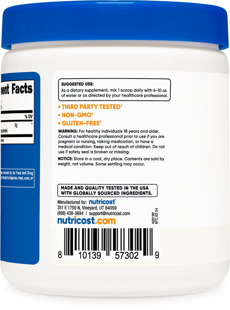 Nutricost Arginine AKG Powder 300 Grams (AAKG) - 3G Per Serving & 100 Servings - Pure Arginine Alpha Ketoglutarate Unflavored 100 Servings (Pack of 1)