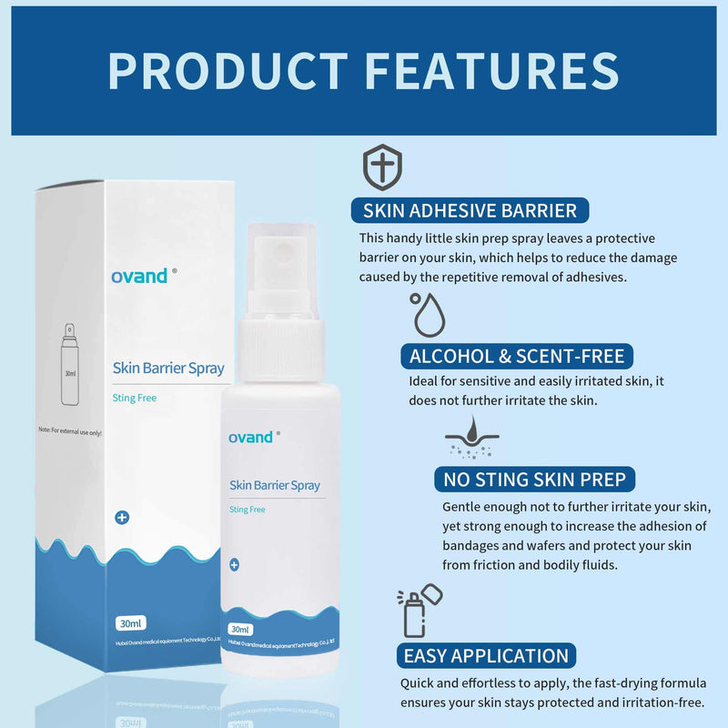 [Australia] - No Sting Ostomy Barrier Spray - Skin Barrier Film for Sensitive Skin - Skin Barrier for Protection Around Stomas and Wounds 