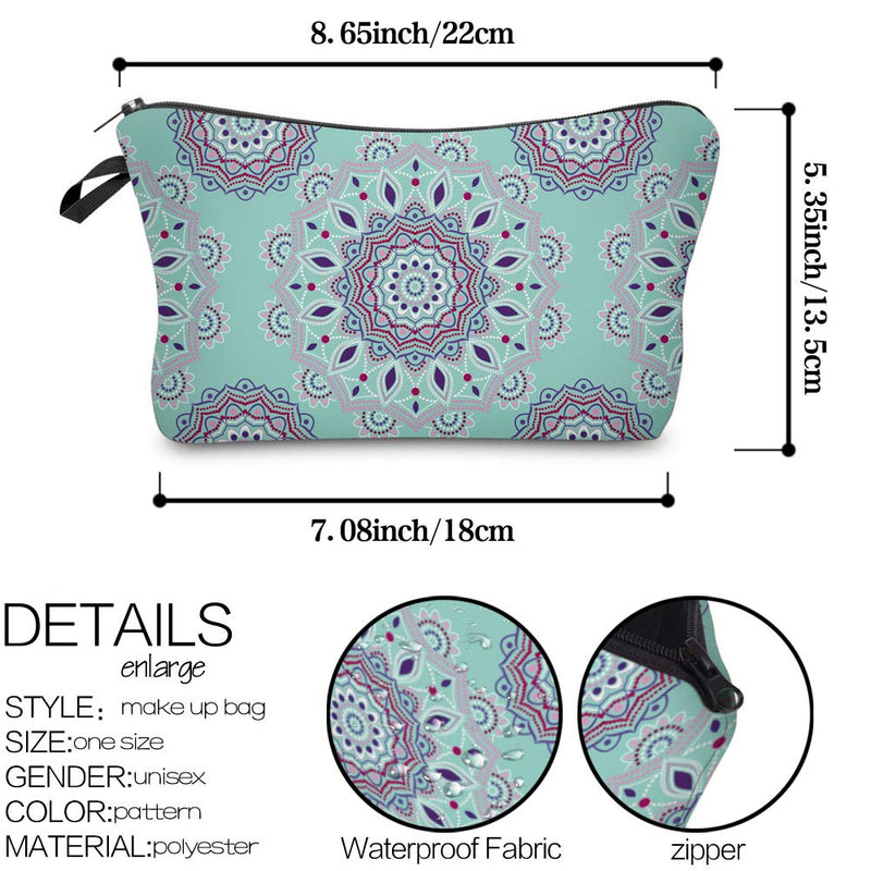 Deanfun Cosmetic Bag for Women, Stone Water-resistant Makeup Bags Lattice Printing Mini Backpack Roomy Toiletry Pouch Travel Accessories Gifts (Mandala 51456+DMNSB-310)