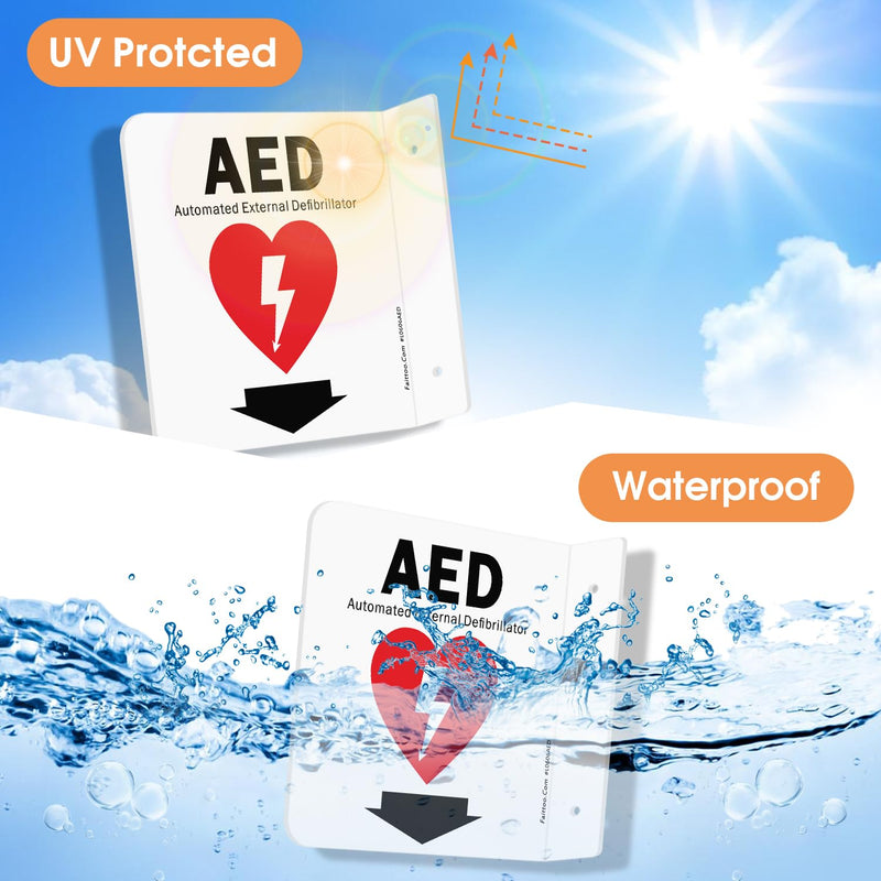[Australia] - Faittoo AED Sign, AED Automated External Defibrillator with Down Arrow Sign, 6x6 Inches 90D Projection - Acrylic, 2 Pre-Drilled Holes, Includes Matching Screws, Use for Home Office/Business, 2 Pack 
