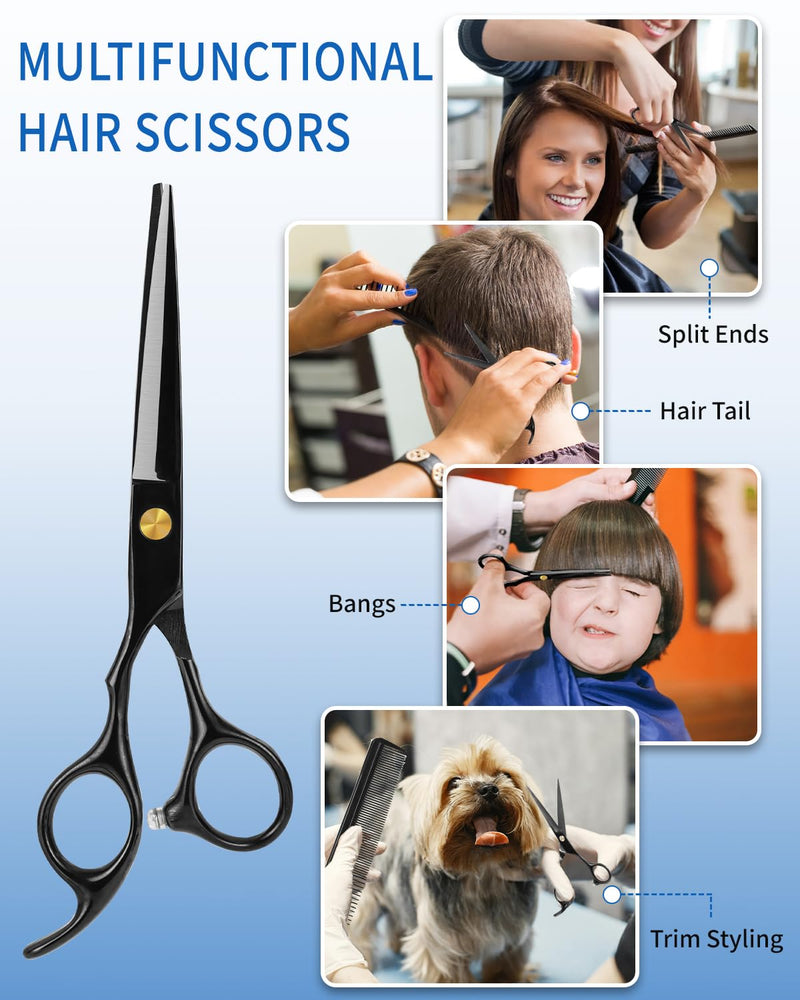 [Australia] - TIDEVAN hairdressing scissors, 14 pieces hairdressing scissors set, hair cutting scissors, professional set with hairdressing cape, professional hair scissors, precise haircuts, hairdresser accessories for hair and beard, women, men, children 