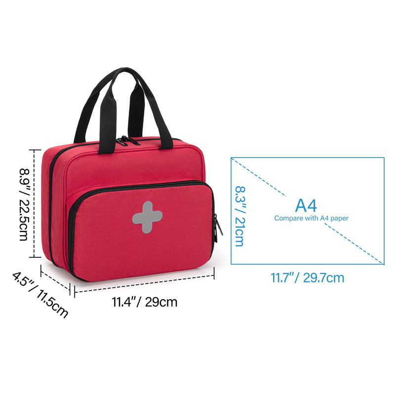 [Australia] - CURMIO Pill Bottle Organizer Portable Medicine Bag, Lockable Prescription Bottle Storage for Pill Bottles, Vitamins, Medical Supplements for Home Storage and Travel, Red (Empty Medicine Bag) 