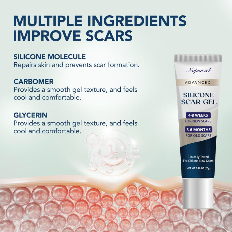 Silicone Scar Gel: Silicone Gel for Scars - Improve Scar Appearance for Old and New Scars - Medical Grade Silicone - Advanced Scar Gel - Scalds - Surgery - Injury - C Section - Stitches - Burns - 20g