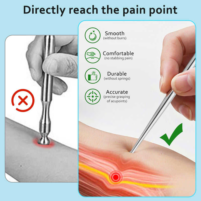 [Australia] - ideayard Facial Reflexology Massage Tool 3 Pieces/6 Szie Headed Stainless Steel Acupuncture Pen Ear Acupressure and Body Point Probe Pen for Deep Tissue Face massage 