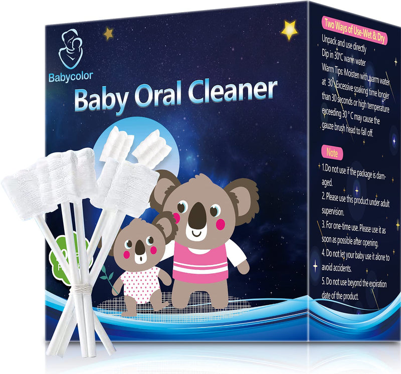 100-Pack Newborn Baby Tongue Cleaner & Soft Gauze Toothbrush - Infant Oral Cleaning Stick, Disposable, for 0-36 Months 100 Count (Pack of 1)