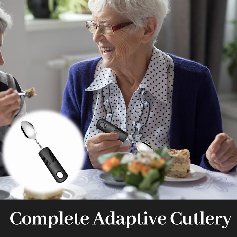 Easy Grip Disability Aids Cutlery,Curved Spoon with Wide Chunky Grip Handle,Bendable Spoon for Elderly,Adaptive Eating Utensils for Disabled Elderly Arthritis Parkinson Tremors Sufferers