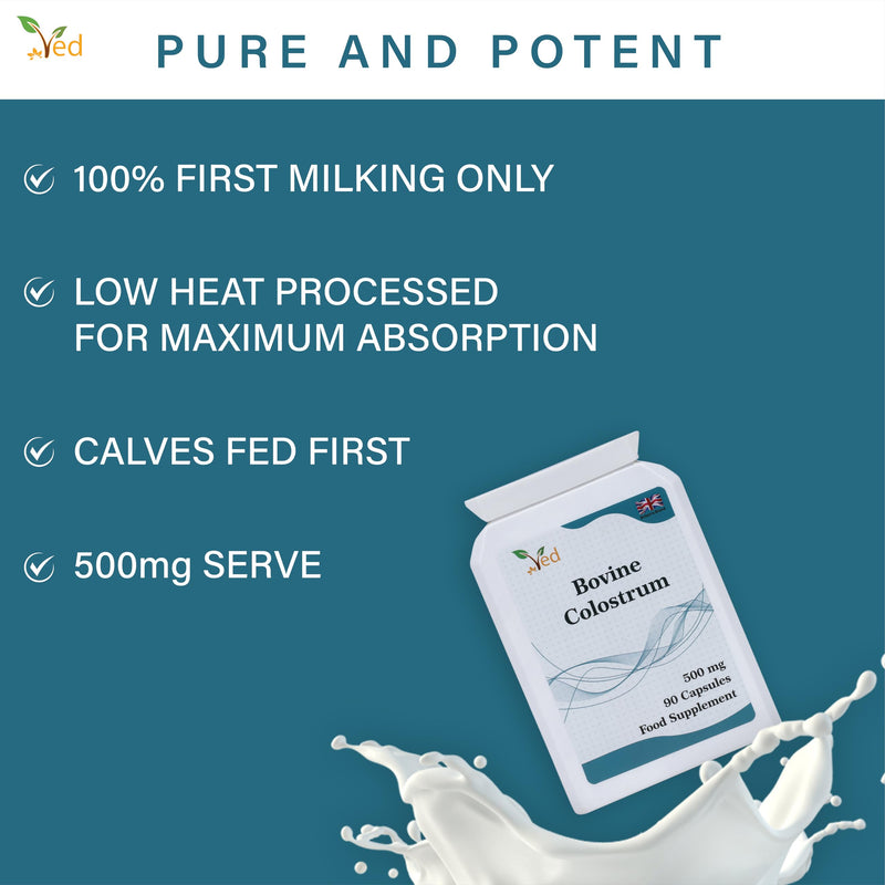 Bovine Colostrum Supplement | Support Immune System and Muscle Growth | 500 Mg X90 Capsules.