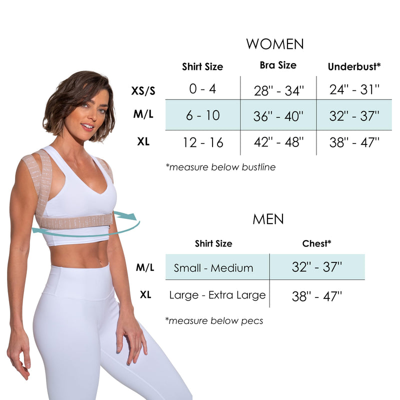 [Australia] - Posture Corrector for Women and Men - Made in USA - Slim and Adjustable Shoulder Brace - Back Brace for Back Pain Relief - Sand Drizzle M/L 