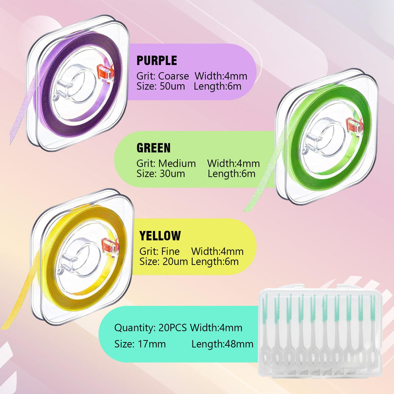 [Australia] - 3 volumes of dental sandpaper dental sandpaper (4mm*6m) tooth polishing strips dental sandpaper for gaps dental polishing strips for deep cleaning of oral hygiene with 1 box of interdental brush 