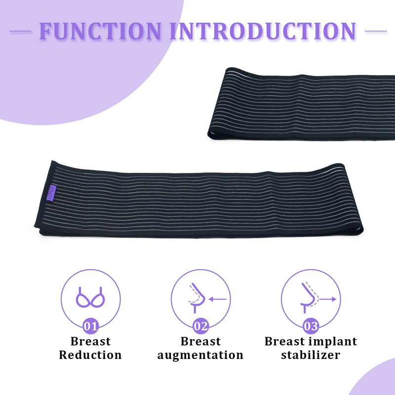 [Australia] - Abdomencare Breast Implant Stabilizer Band I Post Surgery Breast Band Chest Compression Wrap For Women I Breast Augmentation Band I Bra Breast Reduction Recovery Supplies For Healing I One Size (Black-XL) 