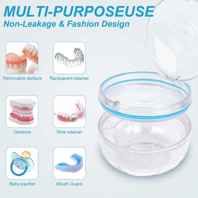 [Australia] - Retainer Cleaner Case,Double Layer No-Leak Denture Cup for Soaking Dentures, Denture Bath for Invisalign Aligner,Retainers,Mouth Guard,Night Guard (Transparent) Transparent 
