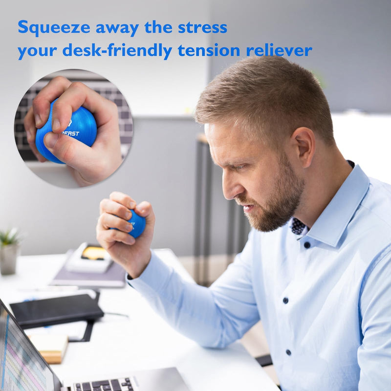 [Australia] - FitBeast Stress Balls for Adults, 6-Pack Hand Therapy Balls, Soft, Medium, Hard Tri-Density, Green, Orange, Blue 6 Piece Set - Gray, Sky, Black 