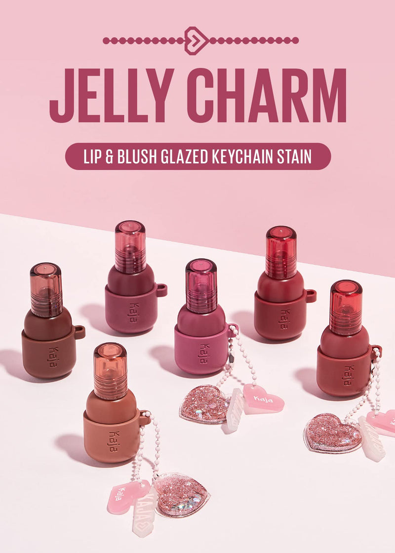[Australia] - Kaja Lip & Blush Glazed Keychain Stain - Jelly Charm 01 Cherry Spritz + Beauty Bento Collection - Bouncy Eyeshadow Trio 14 Neutral Moment, 0.03 Oz Bundle 