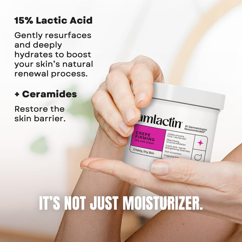 AmLactin Crepe Firming Body Cream, 15% Lactic Acid, 12 oz | 15% lactic acid body cream exfoliates, moisturizes and helps improve the look of crepey skin for firmer-looking texture. Skin Care Agent