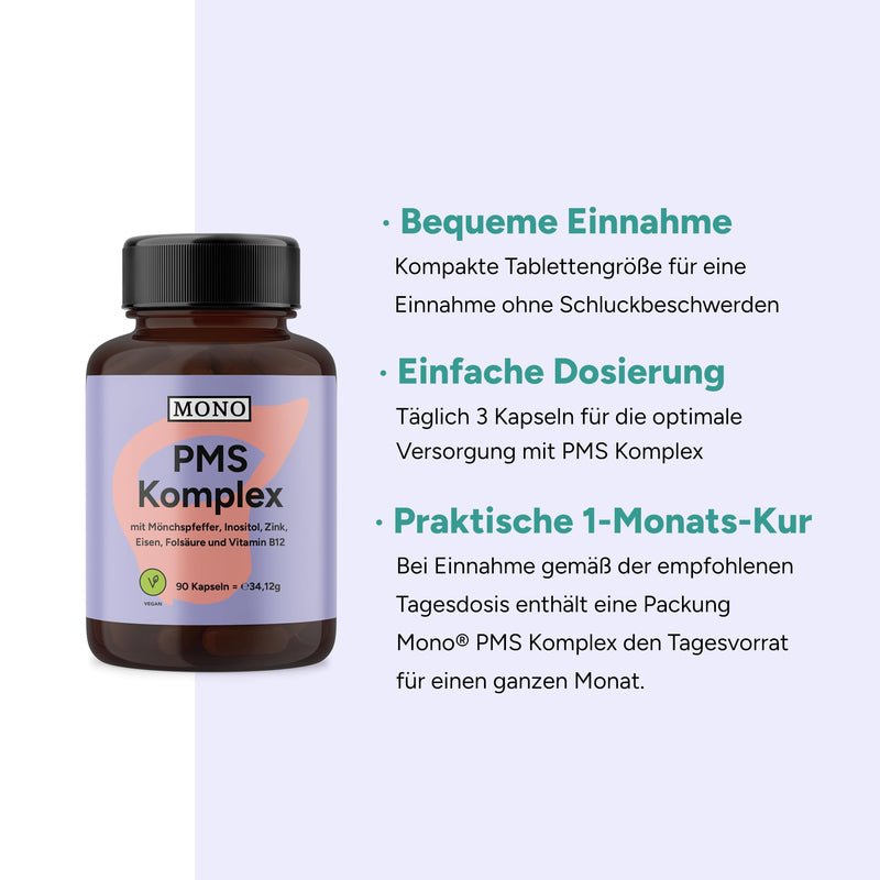[Australia] - MONO PMS complex high dose - 90 vegan capsules - PMS help - with chasteberry, inositol and carnitine - nutritional supplement - treat PMS naturally - high bioavailability - laboratory tested 90 pieces (pack of 1) 
