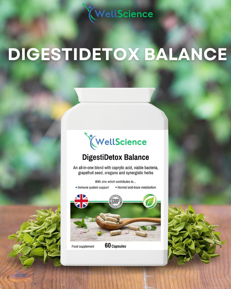 DigestiDetox Balance: Immune Support, Digestive Health, and Metabolism Booster - All-in-One with Caprylic Acid, Probiotics, and Natural Herbs
