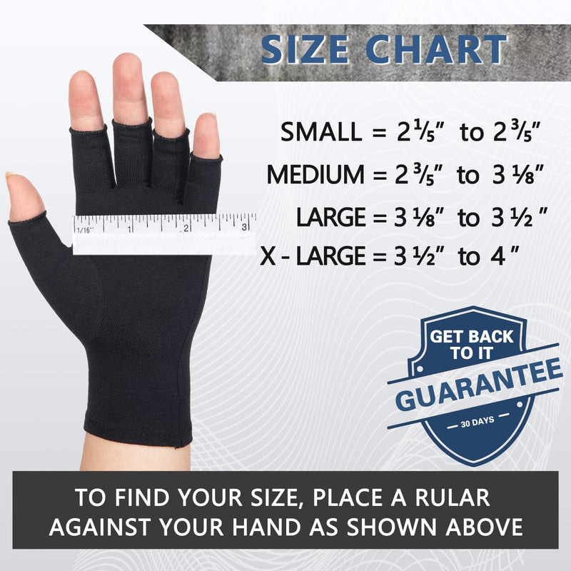 [Australia] - Arthritis Compression Gloves for Women Men, Fingerless Breathable & Moisture Wicking Compression Gloves for Relieving Carpal Tunnel Aches, Rheumatoid Pains, Joint Swell Black S Black One Pair Small: 2 1/5"-2 3/5" 