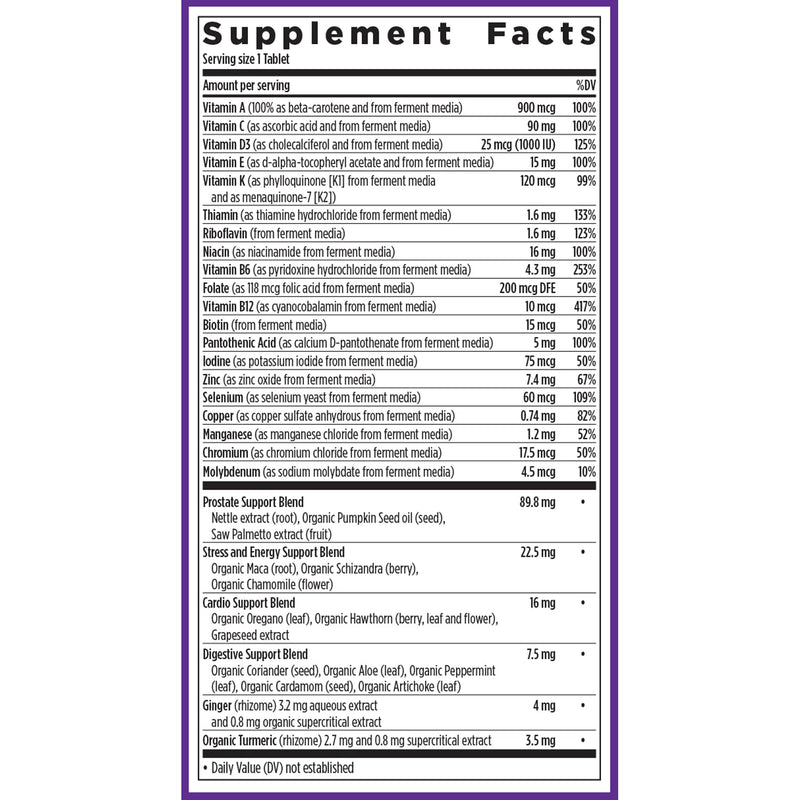 New Chapter One Daily Every Man's Multivitamin 40+ - Offers Eyesight, Immune System & Cellular Energy Support* - Contains Vitamin C, Saw Palmetto & More - Gluten Free & Vegetarian - 72 Tablets 72 Count (Pack of 1)