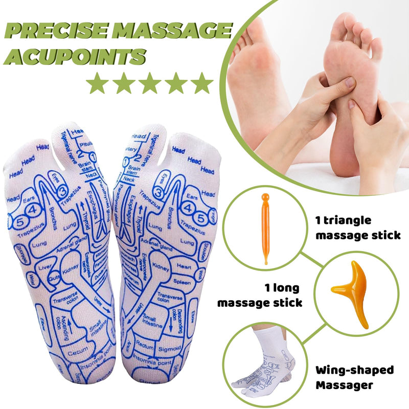 [Australia] - Reflexology Socks With Acupressure and Massage Tools - Large Size - Relieve Fatigue, Promote Blood Circulation, and Relaxation 