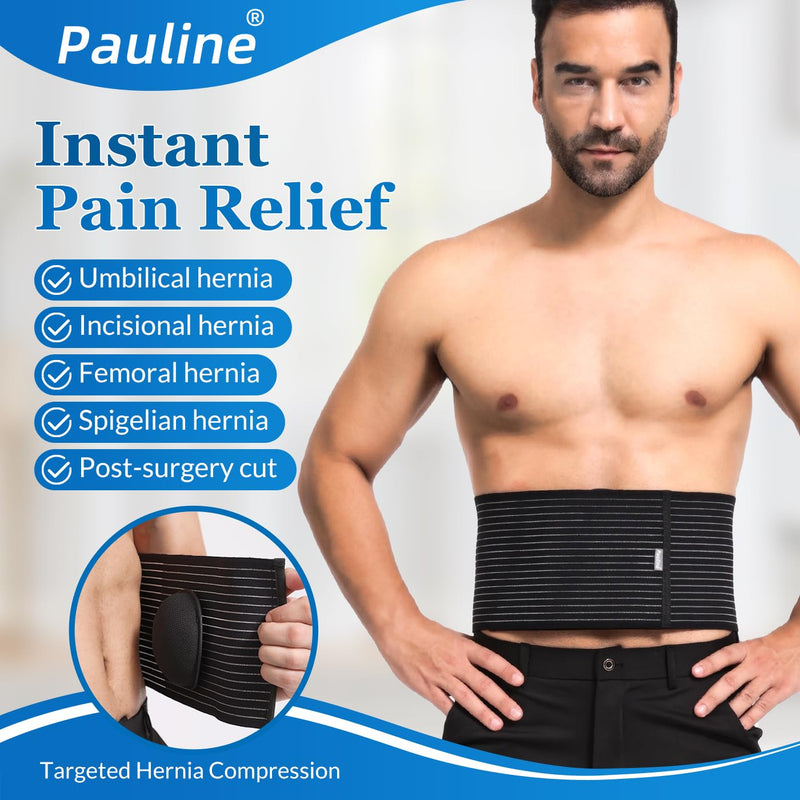 [Australia] - Umbilical Hernia Belt with 2x Compression Pads, Abdominal Support Binder for Men & Women Belly Compression/Incisional, Femoral, Spigelian Hernia Post Surgery Pain Relief (L/XL) L/XL 