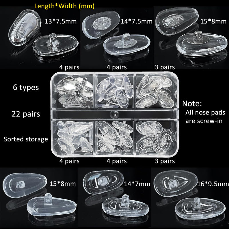[Australia] - Eyeglass Nose Pads, GOTOBA 22 Pairs Screw-in Eyeglasses Nose Pads, Upgraded Glasses Nose Pad Replacement Kit with Eyeglass Screwdriver, Tweezers, Glasses Cloth, Small Screws. 