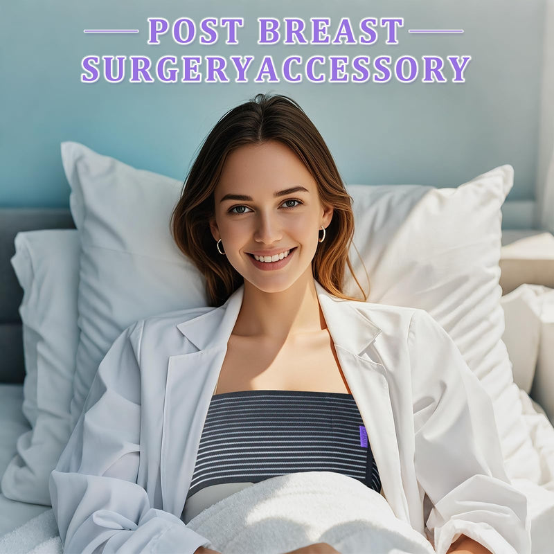 [Australia] - Abdomencare Breast Implant Stabilizer Band I Post Surgery Breast Band Chest Compression Wrap For Women I Breast Augmentation Band I Bra Breast Reduction Recovery Supplies For Healing I One Size (Black-XL) 