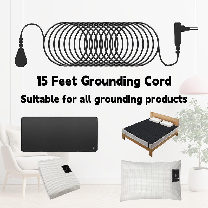 [Australia] - Grounding Wrist Strap, Grounding Bracelet with 15 Feet Grounding Cord, Earth-Connected Grounding Wristband for Sleep, Energy, Pain Relief, and Inflammation. (Black with Grey) Black With Grey 