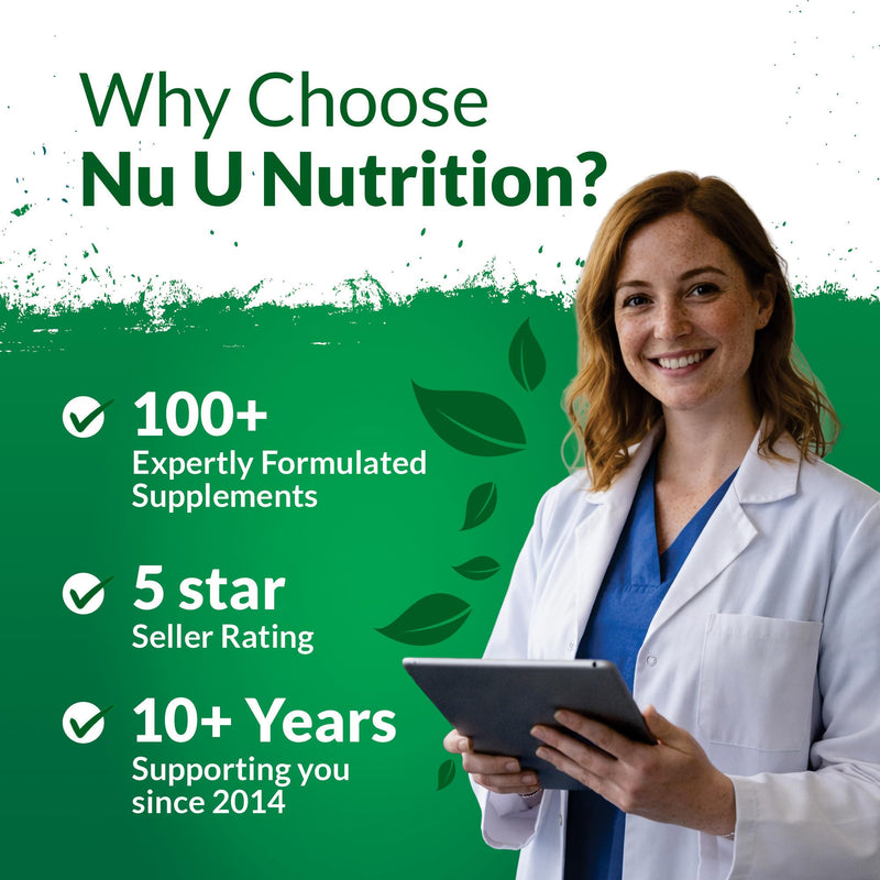 Nu U Nutrition - Greens Powder 300g - 17 Superfood Ingredients - 60 Servings - Unflavoured, Unsweetened - Ultimate Greens Blend with Maca, Beetroot & Inulin - 100% Vegan - Made in the UK