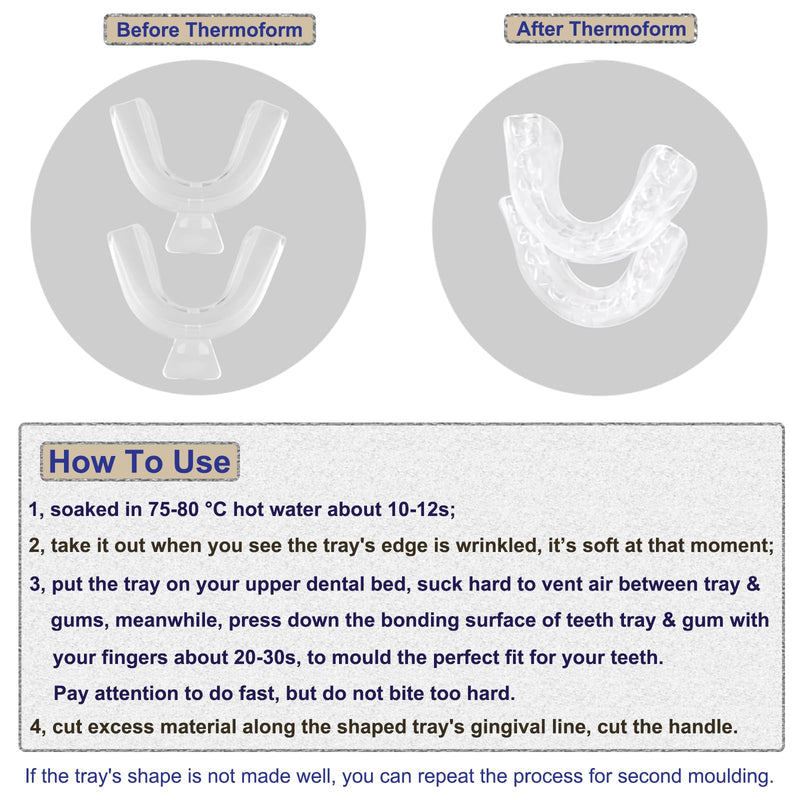 10PSC Teeth Whitening Trays Kits Mouth Trays & 2 Tooth Boxes, Thermoform Moldable Whitening Teeth Tray, Oral Care Thin Moldable Mouth Tray Kit Tools for Whitening
