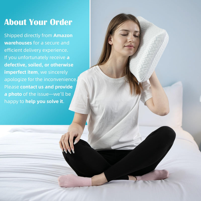 [Australia] - USlixury Ear Piercing Pillow with Foam Plug - Ear Pillow with Off Center and 4.7"X3.2" Hole, Soft CertiPUR-US Memory Foam, Cooling Piercing Pilow for Side Sleepers, Traveling, 16"X11"X4'' 16"*11"*4'' 