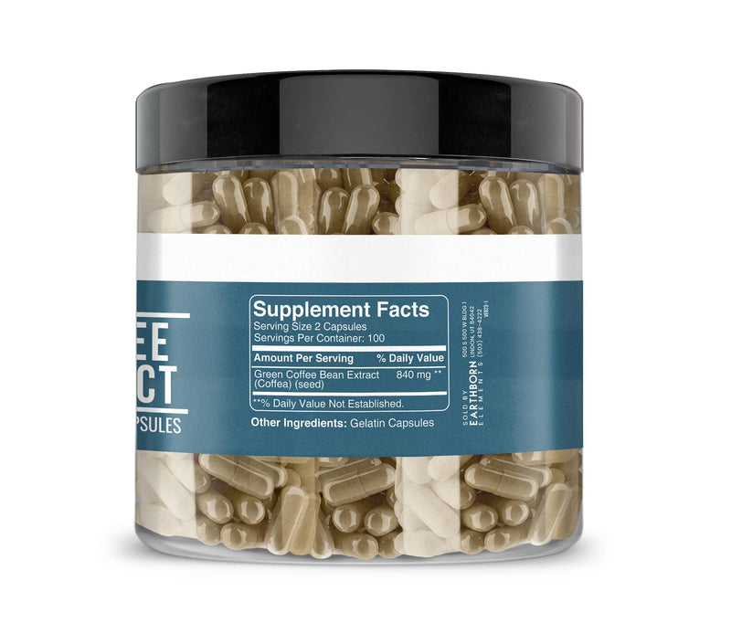 [Australia] - Earthborn Elements Green Coffee Bean Extract 200 Capsules, Pure & Undiluted, No Additives 200 Count (Pack of 1) 