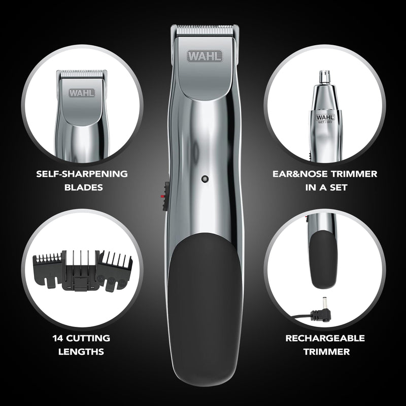 [Australia] - Wahl Groomsman cordless beard trimmer set for beards, nose hair, light detailing and light grooming with additional wet/dry cordless nose trimmer 