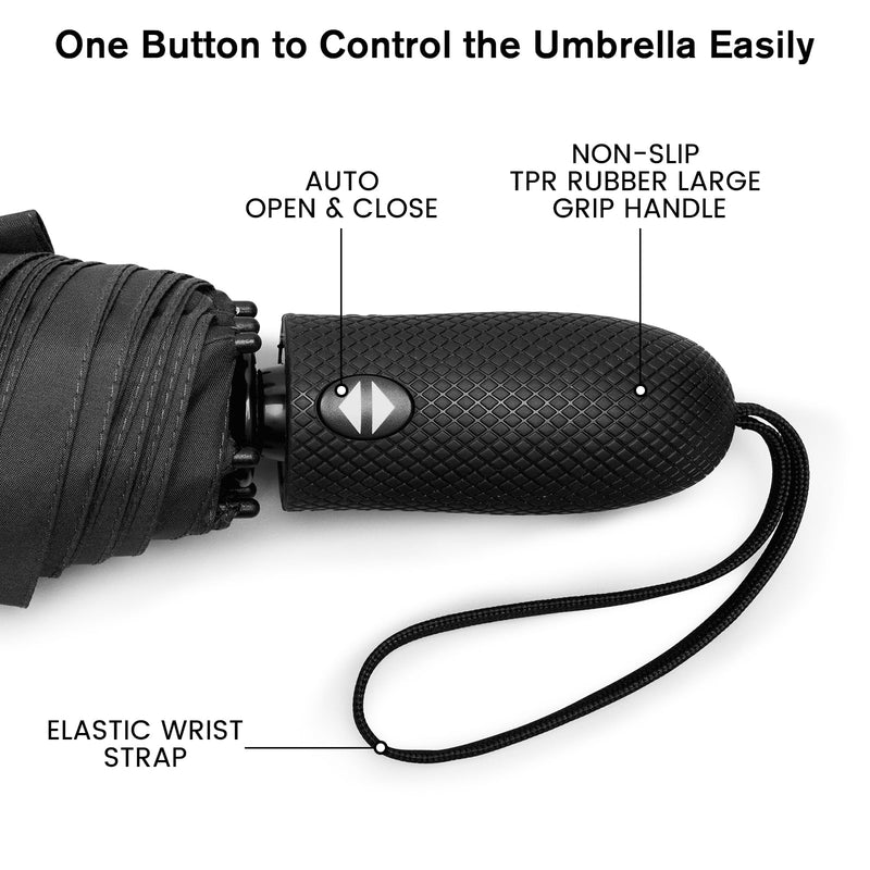 G4Free 54" Automatic Open Folding Travel Golf Umbrella + 46" Automatic Windproof Umbrella, Double Canopy, Black