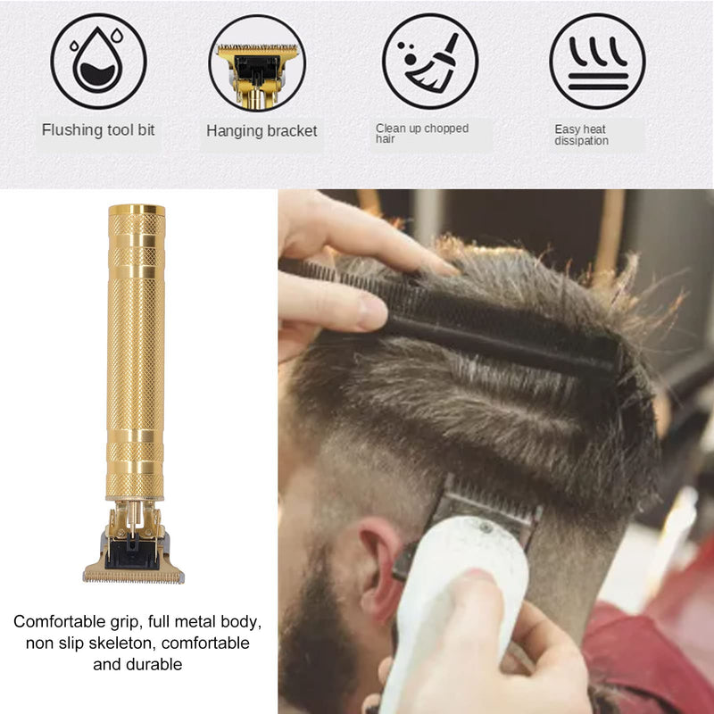T Blade Hair Trimmer, USB Charging Washable Hair Trimmer Hair Clipper Electric Professional Portable for Grooming (Metallic Gold Pattern)
