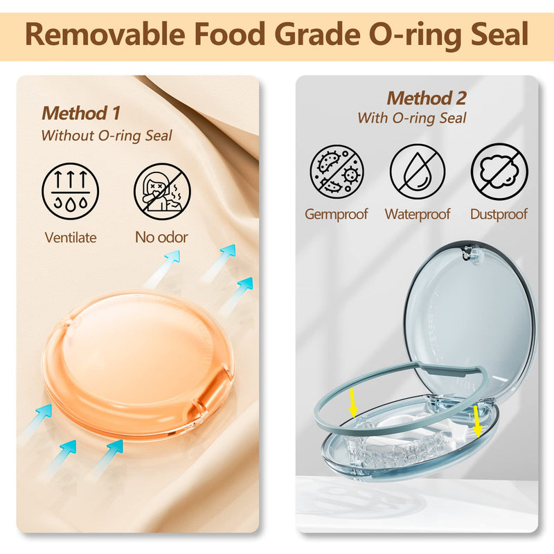[Australia] - Retainer Case, 2 Pack Orthodontic Mouth Guard Case with Magnetic Closure Hinged Lid, Portable Slim Night Guard Case, Easy to Clean Aligner Case for Girl, Boy, Women, Men, Teenage, Adult 2pack-blue-oange 
