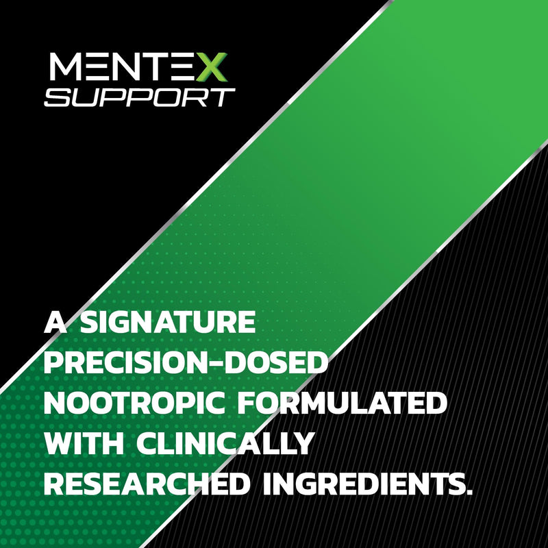 Mentex® Support Nootropics Brain Supplement | Lion's Mane, Citicoline, Rhodiola Rosea, Bacopa Monnieri, L-Theanine, L-Tyrosine & Phosphatidylserine | Research Backed Vegan Formula | 90 Capsules