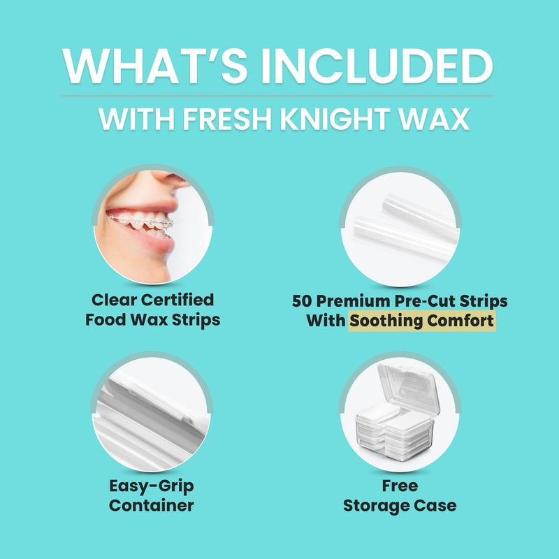 [Australia] - Fresh Knight Braces Wax. Dental Wax for Braces & Aligners - Premium Orthodontic Strips Food Grade (Aloe Green) Aloe Green 5 Count (Pack of 10) 