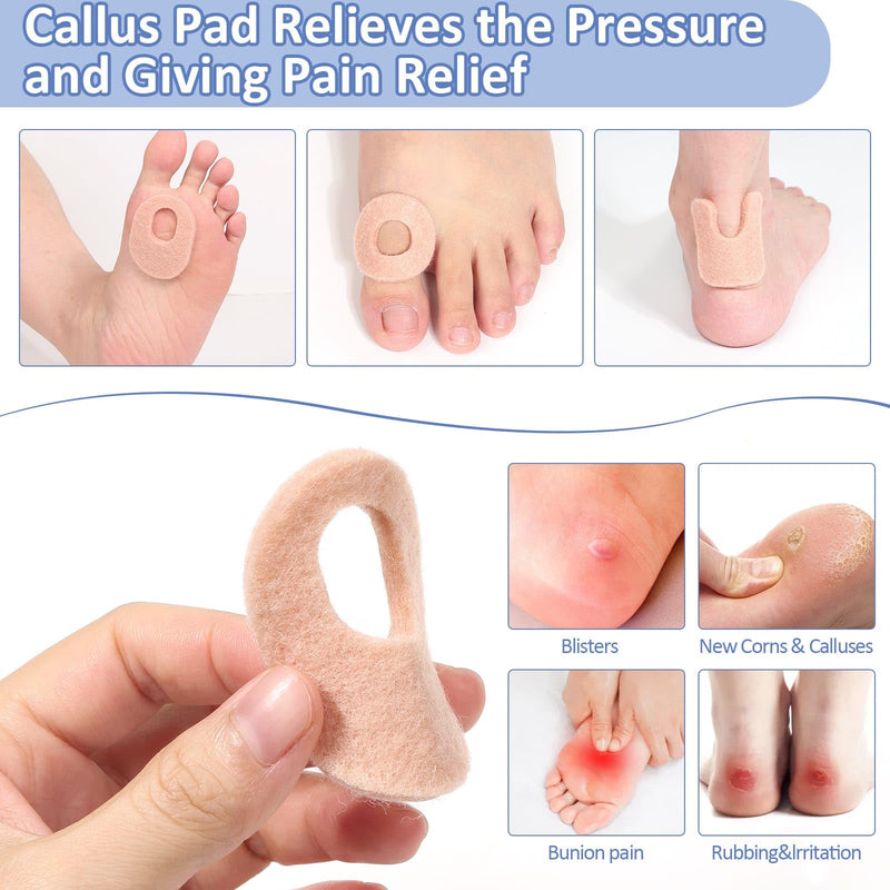 [Australia] - Shynek 72 Pcs Callus Pads, 3 Model Felt Callus Cushions for Bottom of Foot Self Adhesive Foot Corn Pads for Men and Women Reduce Foot and Toes Pain Relief, U Shaped, Oval Shape & Round Shape, Beige 