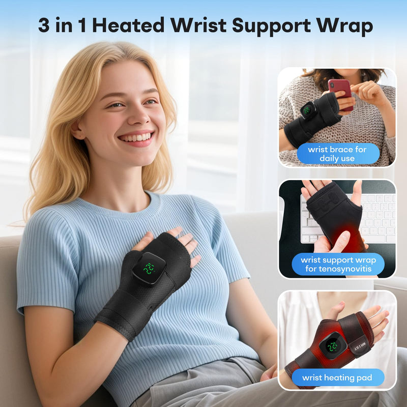 Heated Wrist Wrap for Right Hand, Heated Wrist Brace for Men Woman