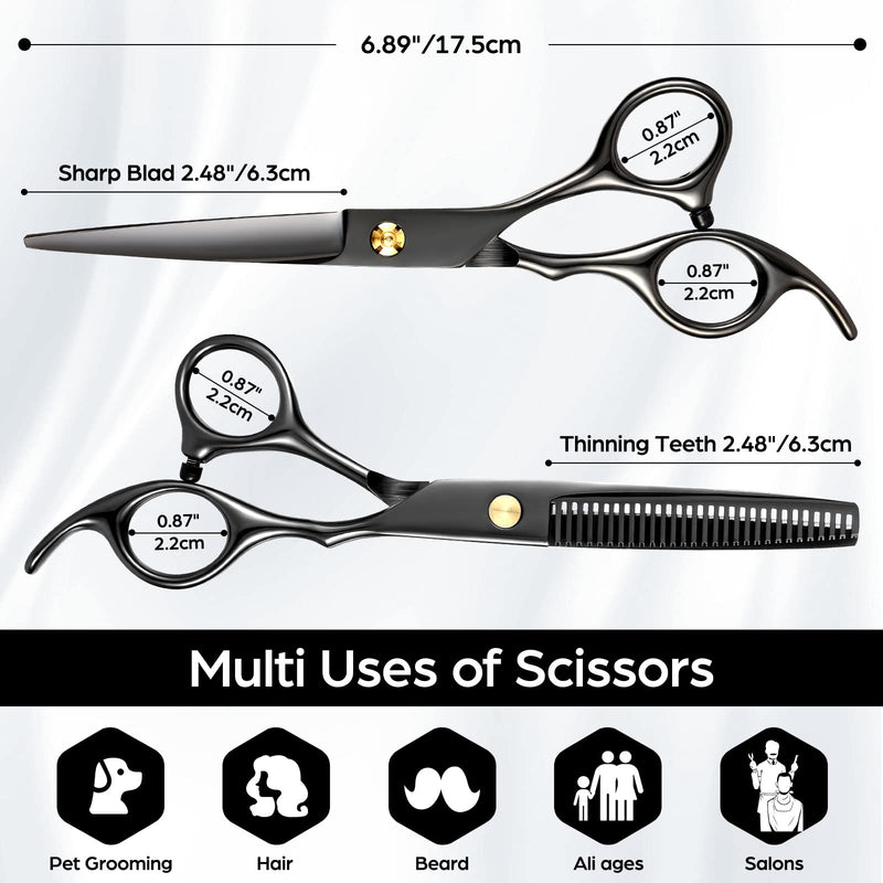 [Australia] - Wenshall Hairdressing Scissors for Professional Salons Hair Cutting Scissors Premium Scissors Hair Cutting with Extra Sharp and Precise Cuts Hair Scissors for Men, Women and Adults (6.5", Black) 
