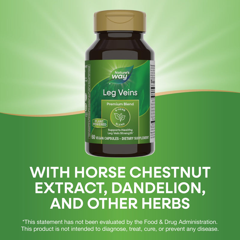 [Australia] - Nature's Way Leg Veins Support Blend, Horse Chestnut, Grape Seed Extract, and Cayenne Pepper for Leg Vein Support, Vegetarian, 60 Capsules 