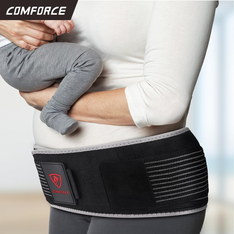 [Australia] - Women Sacroiliac Belt for Lower Back Pain Relief, Adjustable Hip Brace with Ice Pack, SI Joint Hip Belt for Postpartum Recovery & Lumbar Support (Fits Waist circumference 30-38 Inches) Black M 