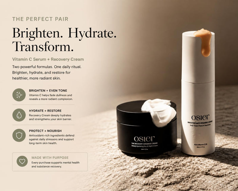 Osier Brighter Days Vitamin C Facial Serum, Korean Skincare, 1.7 fl oz | 3% Vitamin C • 10% phyto-squalene • hydrate skin • lightweight luxury • Korean skincare formula