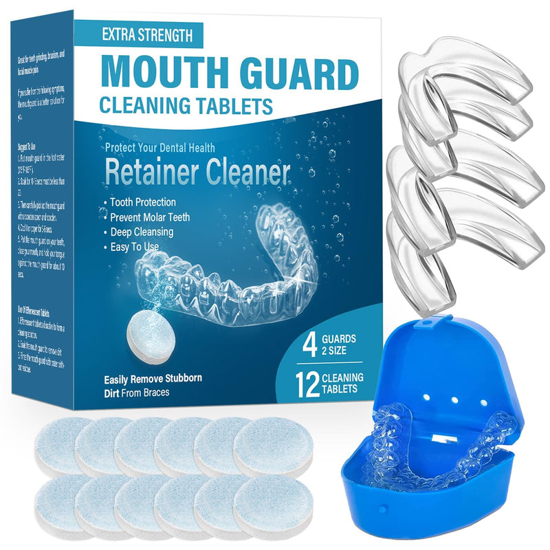 [Australia] - Night Guard for Teeth Grinding, Mouth Guard for Cleaning Teeth at Night, Reusable Night Guard for Teeth Grinding, Night Guard for Teeth - 4 Pack to 2 Sizes Light Green 