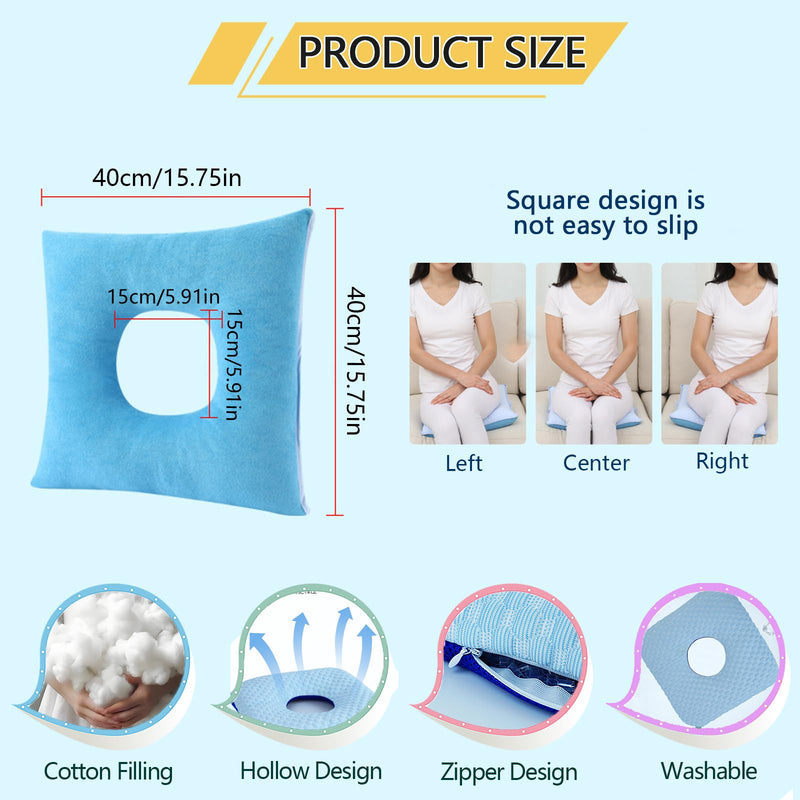 [Australia] - Anti-Bedsore Cushion, Donut Pillows, Pressure Ulcer Cushions, Pillow Tailbone Pain Relief Mat, Soft Pad of Bed Sores for Seniors,Pregnant,Hemorrhoids,Post-Surgery(Blue) Blue 