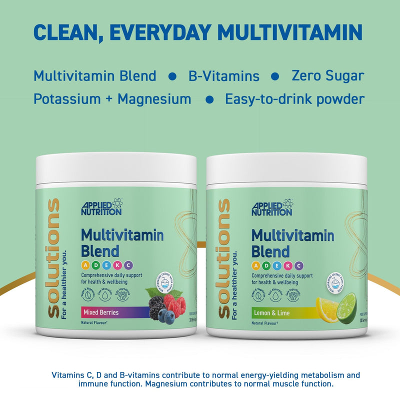 Applied Nutrition Solutions Multivitamin Powder - Daily Multivitamin Drink with Essential Vitamins & Minerals, Energy Immune & Wellness Support Zero Sugar (150g - 30 Servings) (Mixed Berries) Mixed Berries 150 g (Pack of 1)