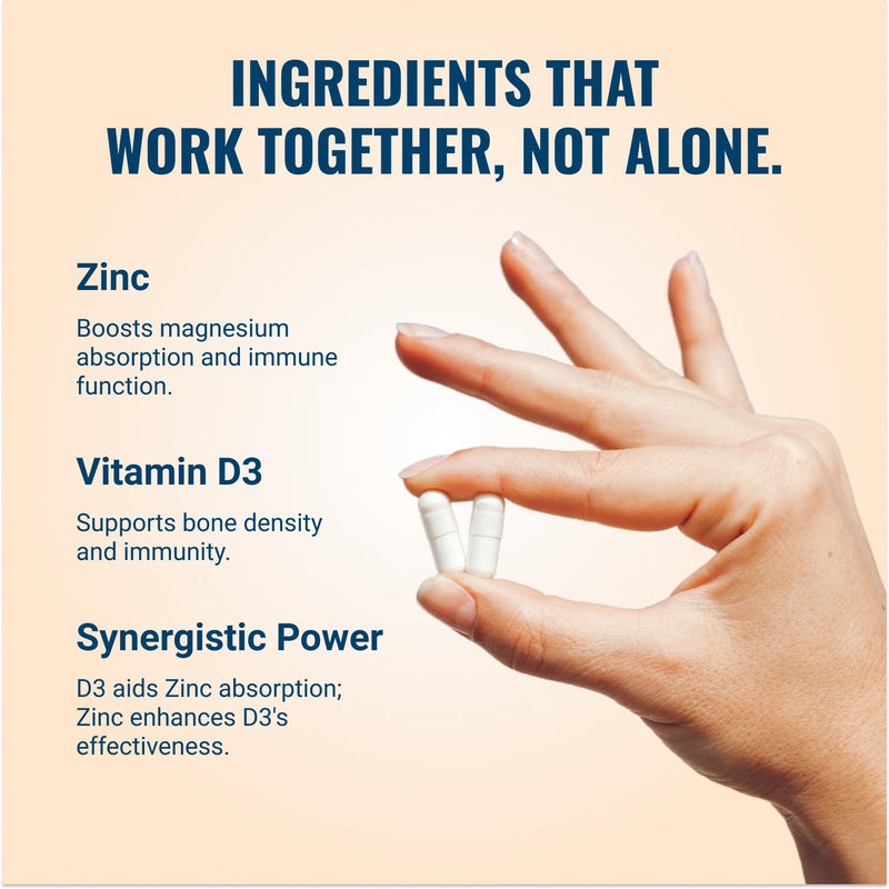Live Conscious Magwell Magnesium Zinc & Vitamin D3 - Magnesium Glycinate, Malate, & Citrate - Triple Supplement for Women & Men - for Sleep, Bone, Heart, Immune Support - 120 Caps 120 Count (Pack of 1)