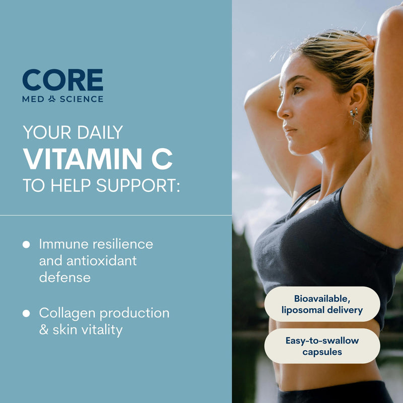 Core Med Science Liposomal Vitamin C, 1000mg - 180 High Absorption Capsules | Physician Formulated Vitamin C Supplement for Immune Support, Collagen & Skin Health, Made in USA 180 Count (Pack of 1) Capsule