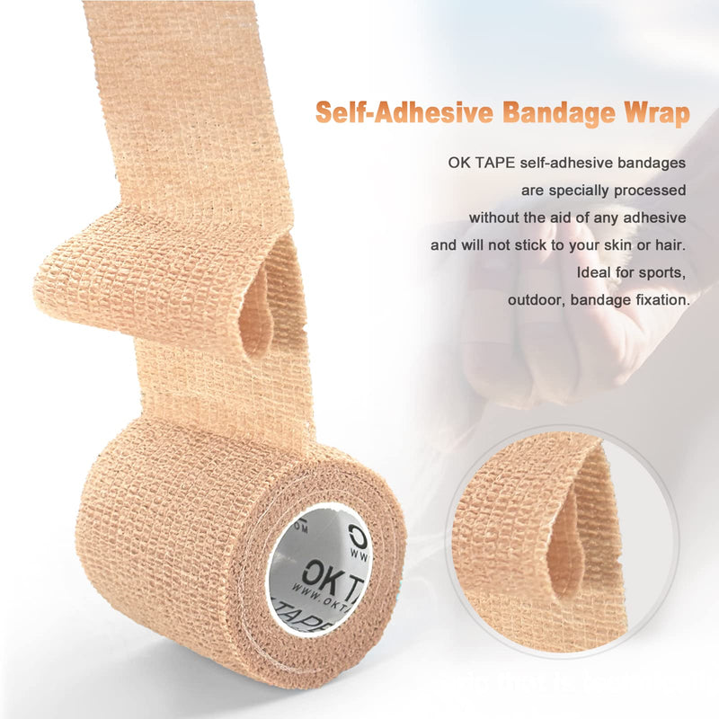 [Australia] - OK TAPE Self Adherent Cohesive Bandages Wrap - 12Packs, 2" x 5 Yards, Non-Woven Self Adhesive Bandage Wrap for Thumb, Finger, Wrist, Ankle, Vet Wrap Bandages Tape (Mixed Colors) 2 Inch x 5 Yards Mix Color 01 