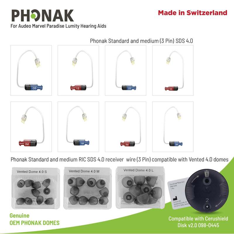 [Australia] - Phonak Vented 4.0 Dome Medium (0.35 inch=9mm) 10 Domes, Genuine OEM Switzerland Replacement by Sonova, Hearing Aid Domes for Phonak Audeo Marvel Paradise Lumity Accessories -1 Pack/10 Domes Total 